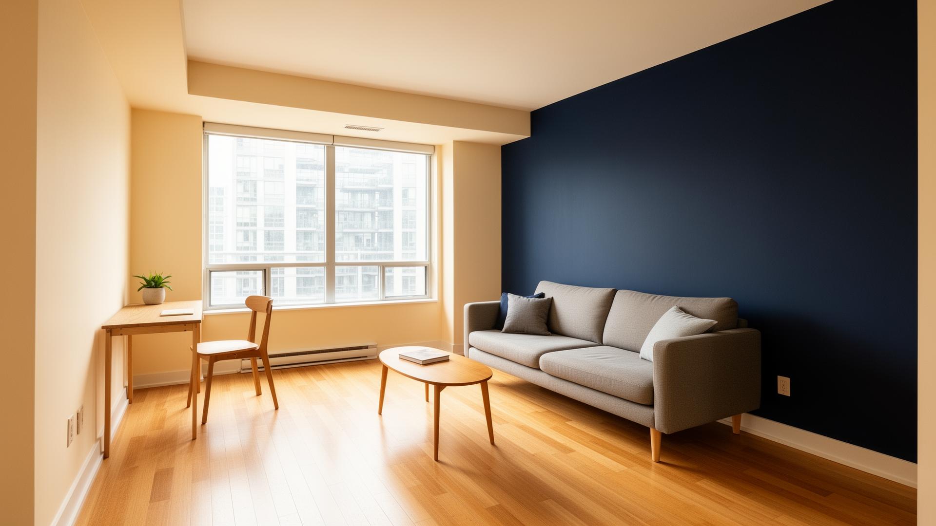 Freshly painted Toronto condo living room